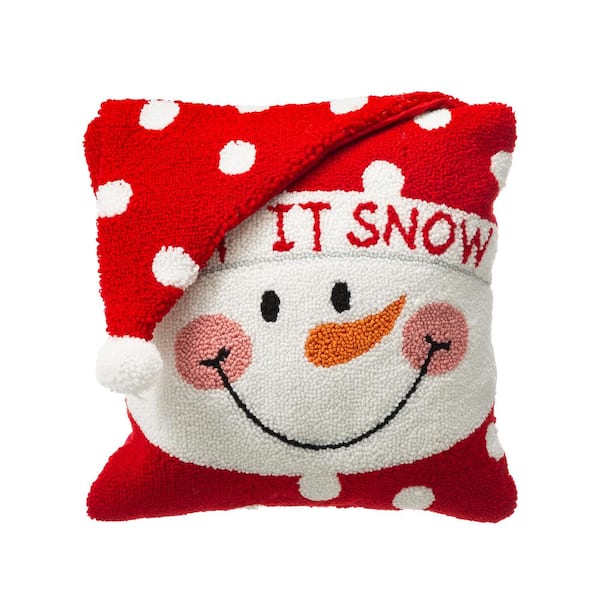 Glitzhome 14 in. H Hooked 3D Snowman Pillow (2-Pack)