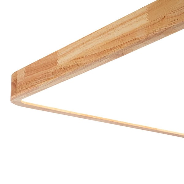 HUOKU Lumin 34.6 in. L Oil Rubbed Oak Wood Flush Mount Rectangular