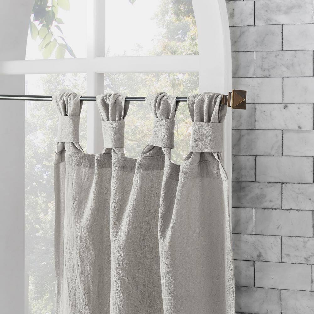 Silver Gray Sheer Cotton Twist Tab Cafe Curtains