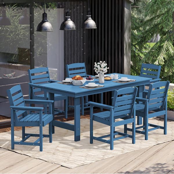 JEAREY HDPE 7-Piece Plastic Rectangle Table Standard Height