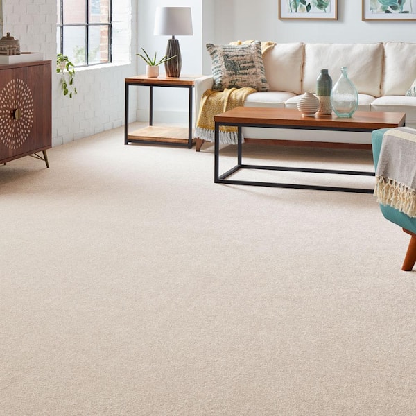 Silver Mane II - Almost White - Beige 65 oz. Triexta Texture Installed Carpet