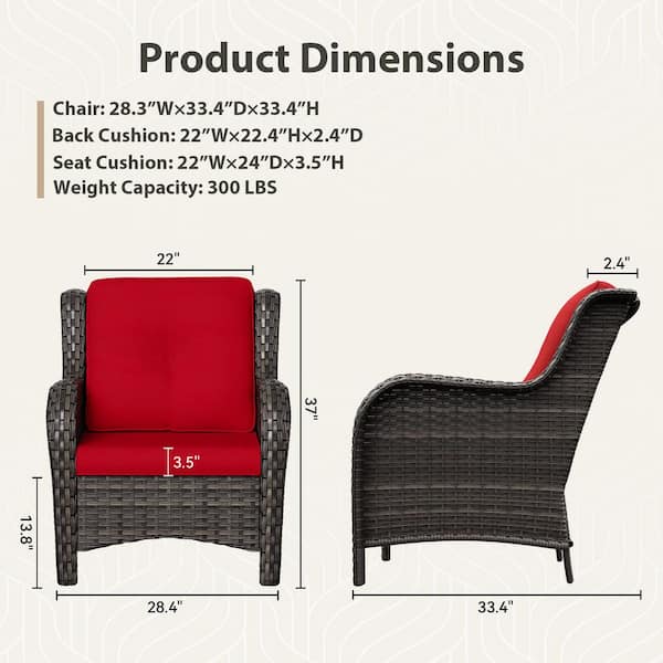 Gardenbee Ergonomic Arm 2-Piece Patio Wicker Outdoor Lounge