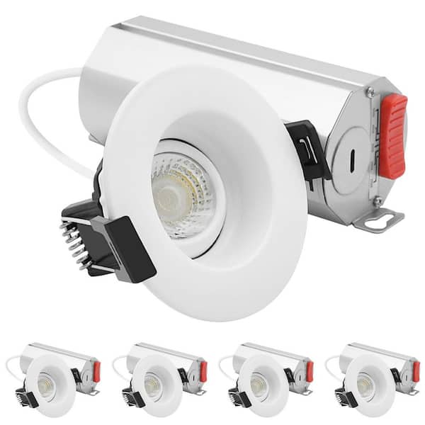 2 In. Integrated LED Regressed Gimbal LED Light, 5CCT, 6W, 400LM, 360º + 30º Rotation, Dimmable, IC Rated, ETL 4 Pack