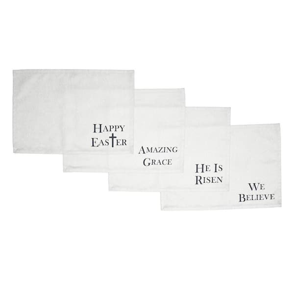 VHC BRANDS Risen 19 in. W x 13 in. H White Polyester Placemat (Set of 4)