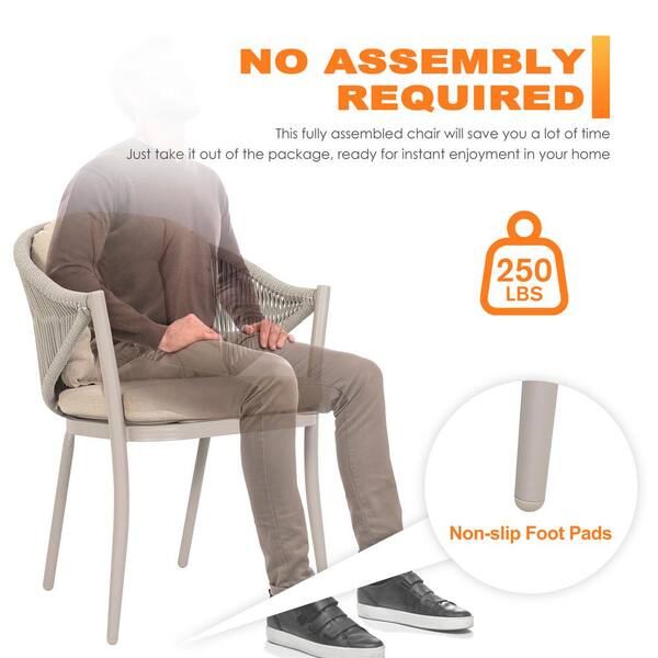 Nuu Garden Aluminum and Woven Rope Outdoor Arm Dining Chair
