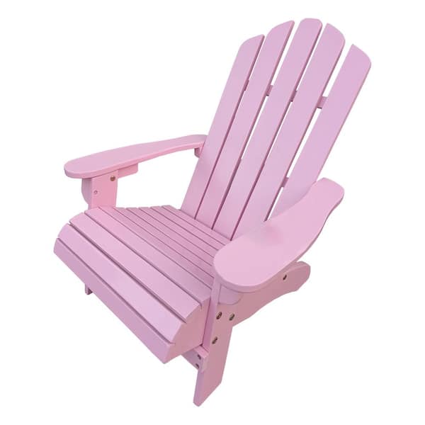 Afoxsos Pink Wood Adirondack Chair for Kids (1-Pack)