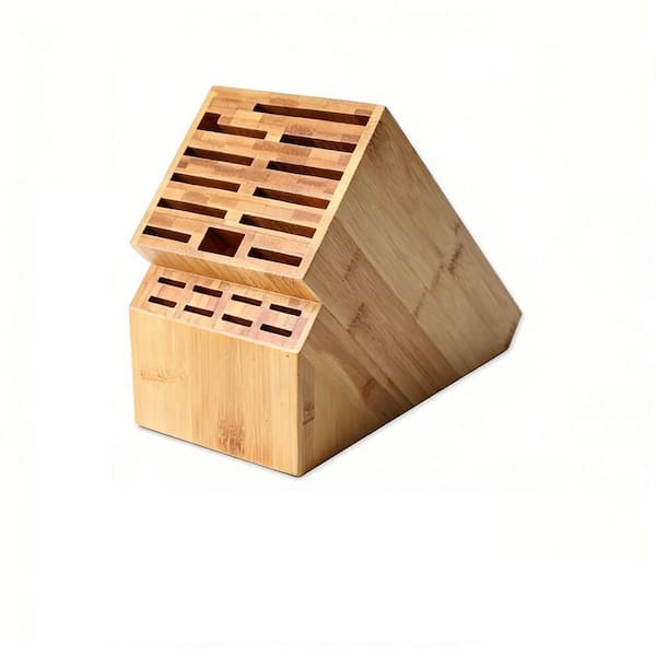 20-Knife Bamboo Knife Block, Holding Multiple Types of Knives, Countertop Butcher Block Knife Stand for Kitchen Storage