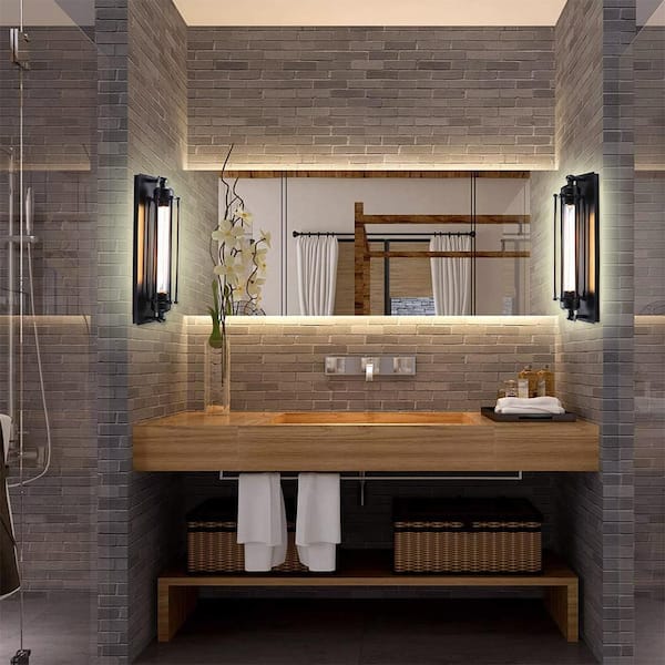 3.54 in. 1-Light Black Industrial Metal Cage Wall Sconce, Wrought Iron Vintage Light Fixture for Bedside Bar Restaurant