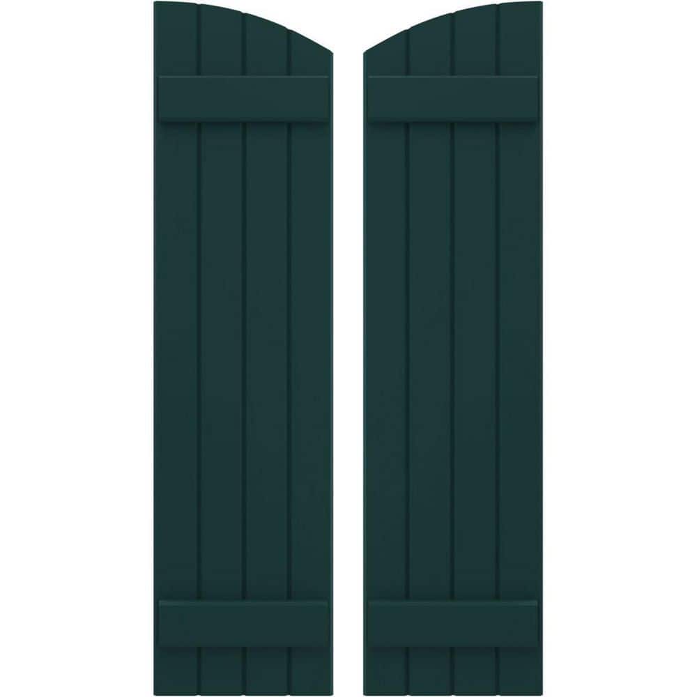 14 in. W x 55 in. H Americraft Exterior Real Wood Joined Board and Batten Shutters with Elliptical Top in Thermal Green price history on PriceWatchPro