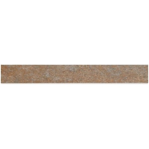 Dominion Iron Gray 3.14 in. x 23.62 in. Matte Limestone Look Porcelain Bullnose Wall Tile Trim