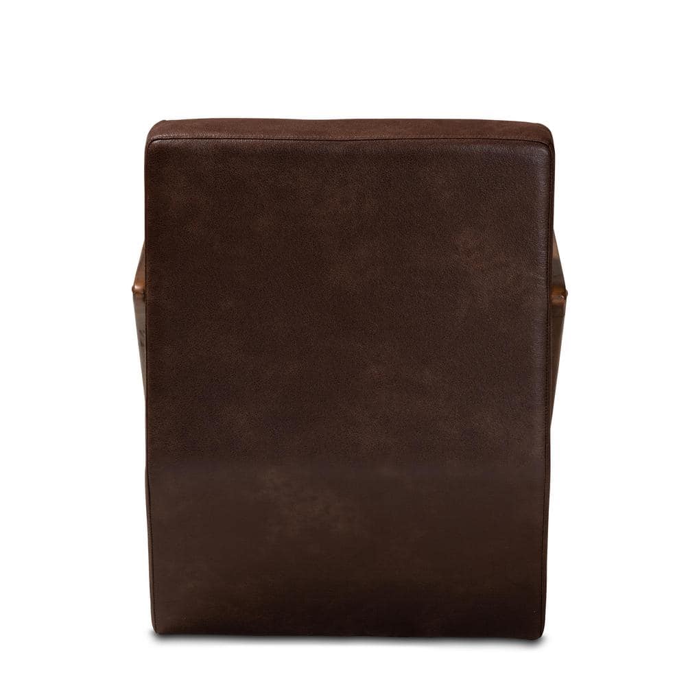 Christa Walnut Brown Faux Leather Mid-Century Accent Chair