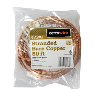 50 ft. 6-Gauge Stranded SD Bare Copper Grounding Wire
