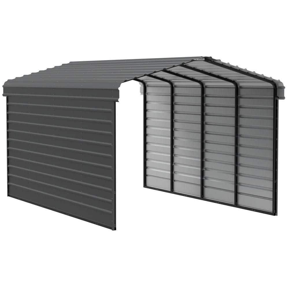 ARROW 12 ft. W x 20 ft. D x 9 ft. H Charcoal Galvanized Steel Carport with 2-Side Wall Kits (CPHC122009ECL2)