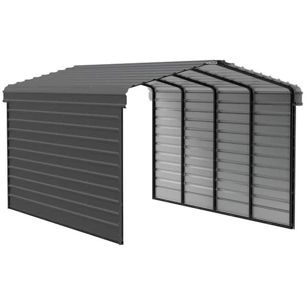 12 ft. W x 20 ft. D x 9 ft. H Charcoal Galvanized Steel Carport with 2-Side Wall Kits
