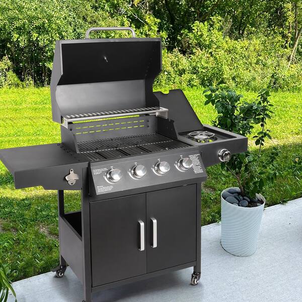 VIWAT Portable Propane Gas Grill 4 Burners with Side Burner
