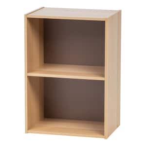 2-Tier Wood Storage Shelf, Brown/White, 16.30"L x 11.42"W x 23.42"H