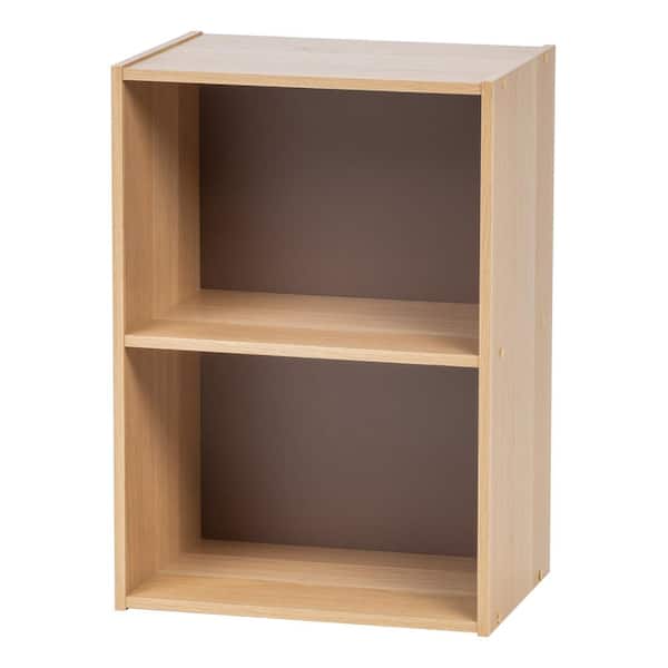 IRIS 2-Tier Wood Storage Shelf, Brown/White, 16.30L x 11.42W x 23.42H  590092 - The Home Depot