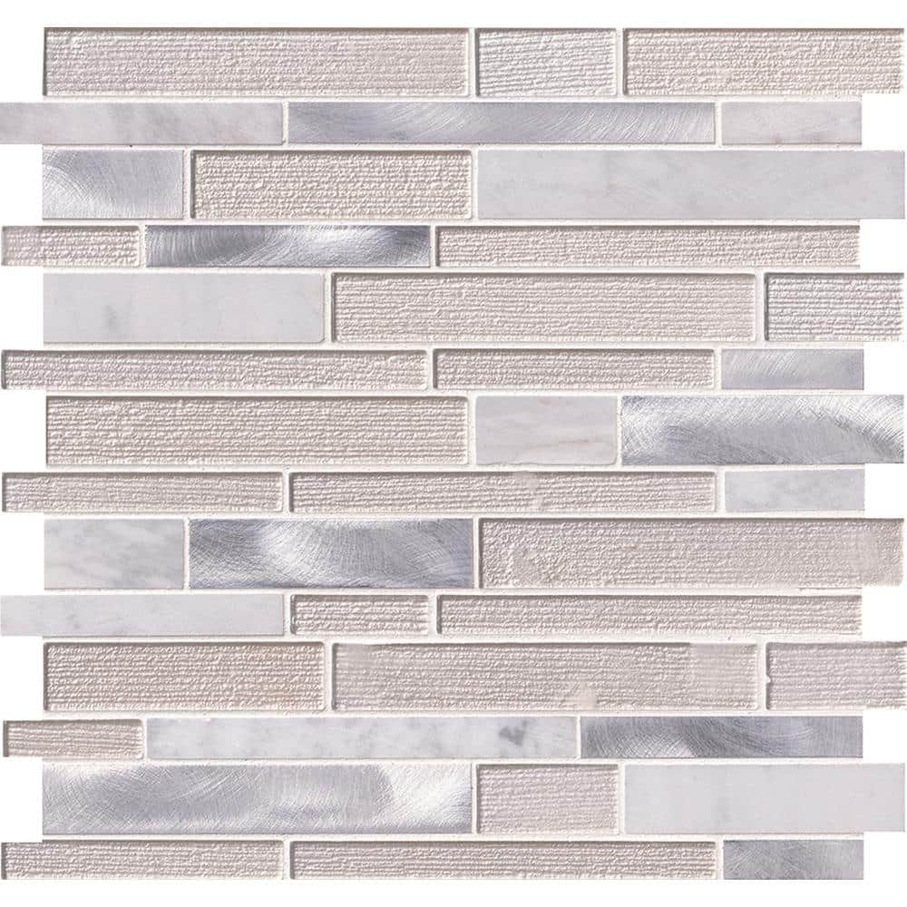 Take Home Tile Sample - White Wave Interlocking 4 in. x 4 in. M Glass Stone Metal Look Mesh-Mounted Mosaic Wall Tile price history on PriceWatchPro