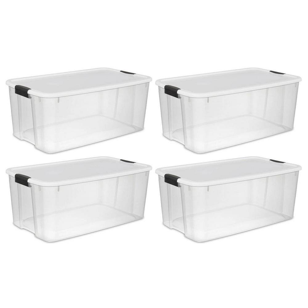 sterilite 116 quart clear stackable latching storage box containers  3 pack