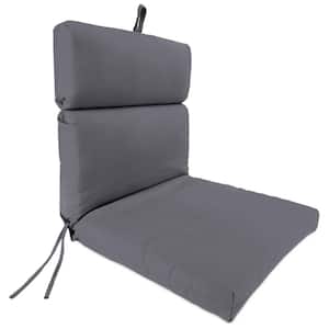 Sunbrella 22" x 44" Canvas Charcoal Grey Solid Rectangular French Edge Outdoor Chair Cushion