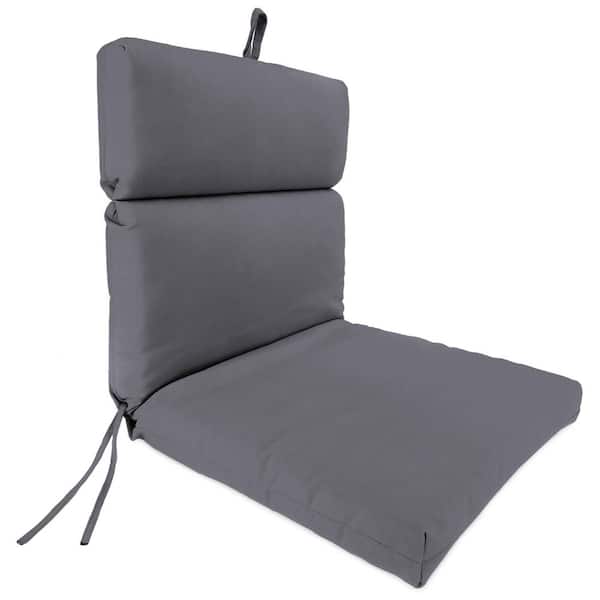 Jordan Manufacturing Sunbrella 22" x 44" Canvas Charcoal Grey Solid Rectangular French Edge Outdoor Chair Cushion