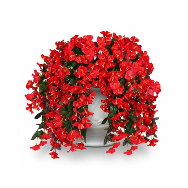 0.3 in. 23 in. Red Artificial Morning Glory Vine 4 Pack Faux Silk