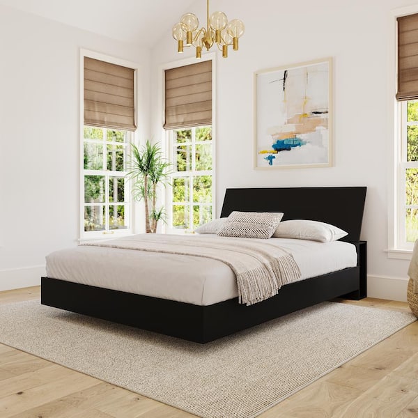 Nexera Corbo Black Full Size Platform Bed and Storage Headboard