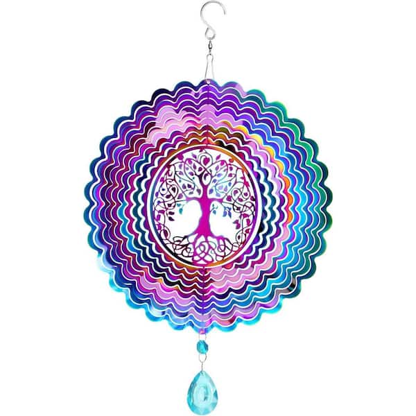 Hanging Wind Spinner for Yard and Garden Decor Hanging Art Ornaments for Garden Yard Balcony Decor (Tree of Life) Purple
