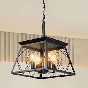 4-Light Farmhouse Chandelier Pendant Vintage Antique Light Fixture for Kitchen Dining Room Living Room in Black