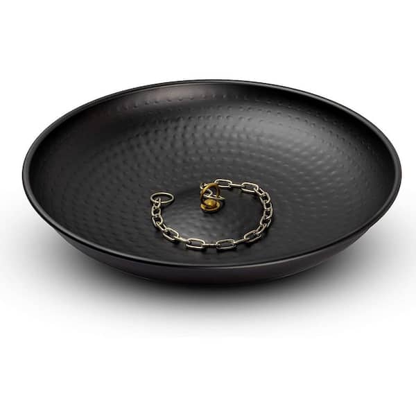 12 in. Dia Hand Hammered Mild Steel Anchoring Basin, Black