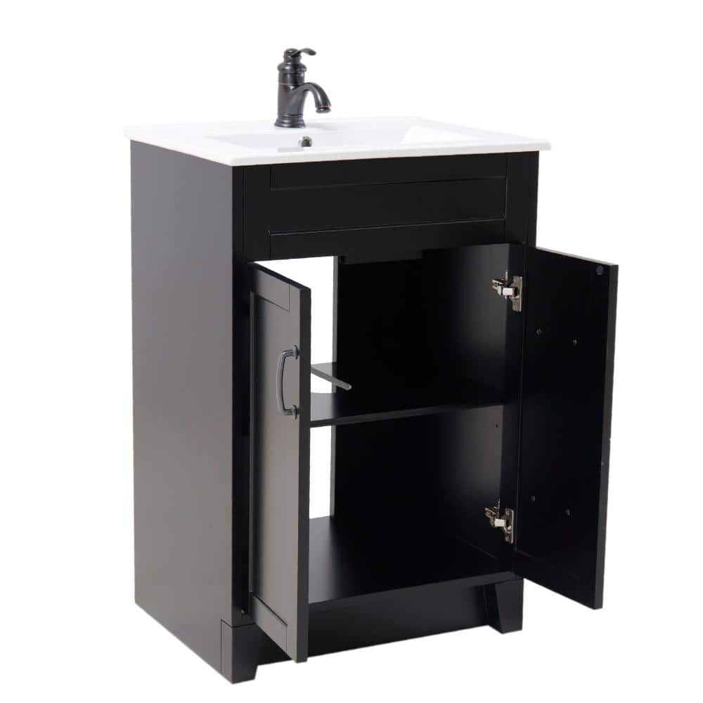 Espresso Freestanding Single Bathroom Vanity with Ceramic Top