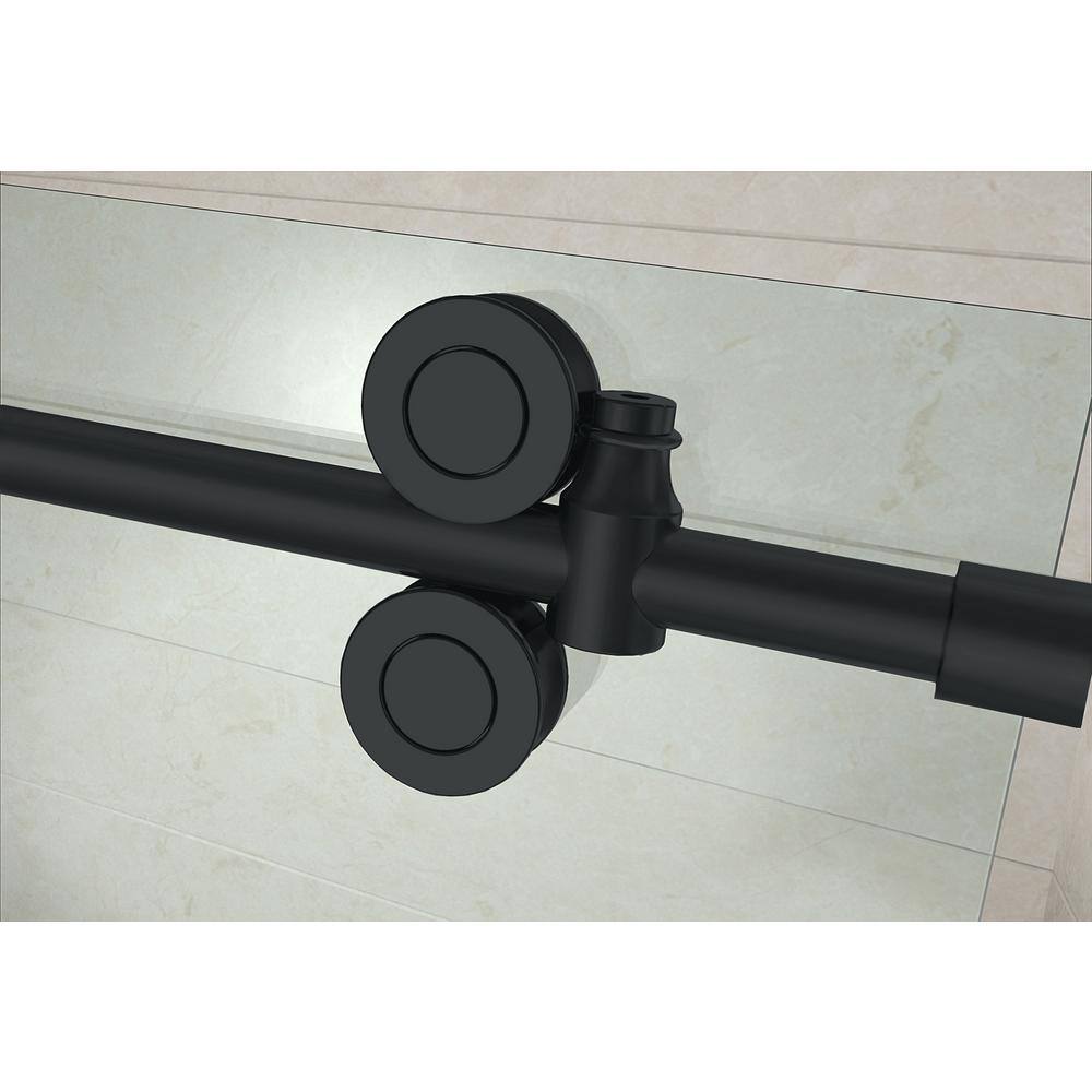 Langham XL Matte Black Frameless Sliding Shower Door with Clear Glass