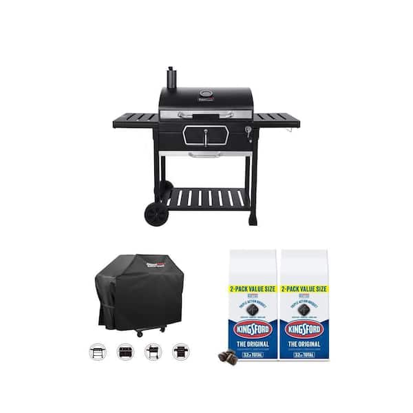59 in. BBQ Grill Cover, 16 lbs. Charcoal Briquettes (2-Pack) and 30 in. Charcoal Grill Combo