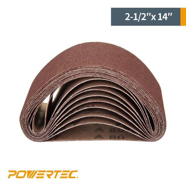POWERTEC 401412 2-1/2 in. x 14 in. 120-Grit Aluminum Oxide Sanding Belt (10-Pack)