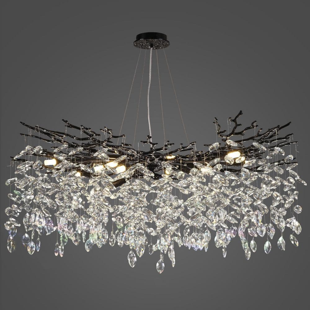 40 in. 14-Light Black Tree Branch Kitchen Island Chandelier, K9 Crystal Chandelier for Living Room, Dining Room, Foyer price history on PriceWatchPro