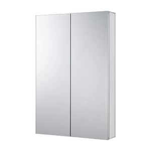 24 in. W x 36 in. H Rectangular Recessed or Surface Wall Mount Medicine Cabinet with Mirror in Stainless Steel