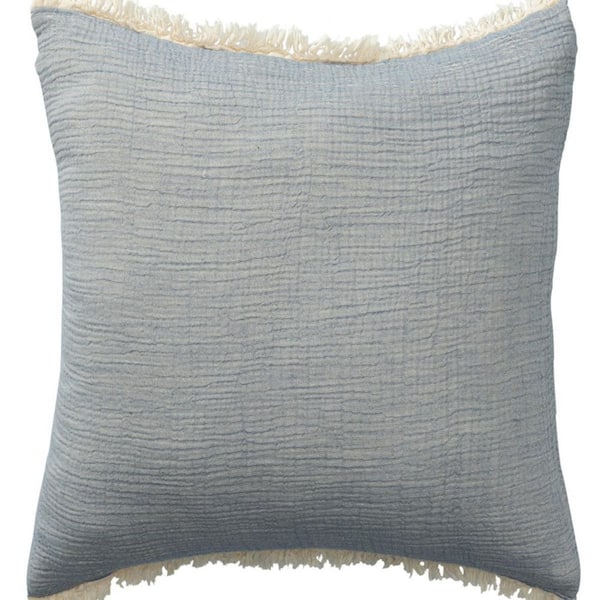 HomeRoots Blue Solid Down 20 in. x 20 in. Throw Pillow