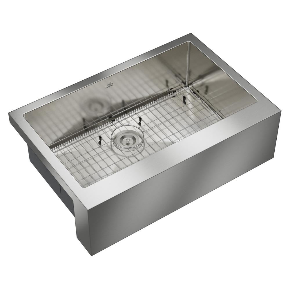 33" Brushed Stainless Steel Farmhouse Kitchen Sink with Matte Black Faucet