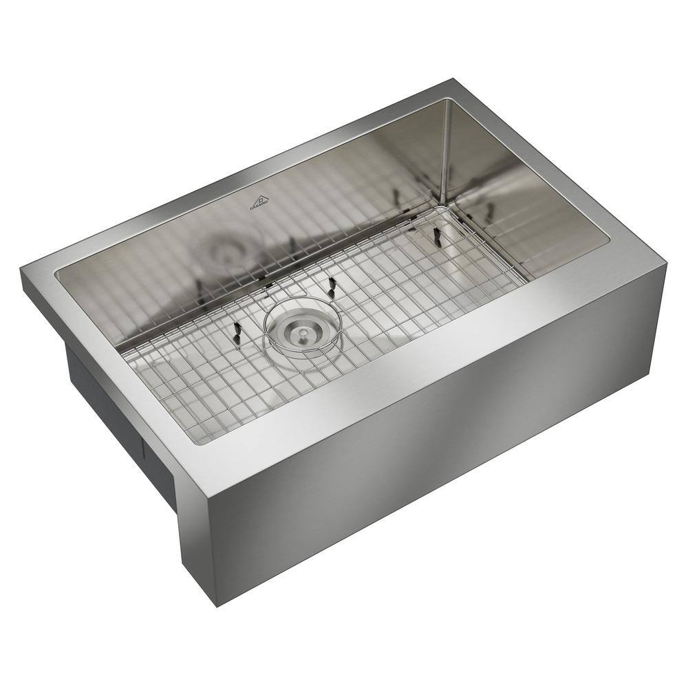 33" Brushed Stainless Steel Farmhouse Kitchen Sink with Faucet