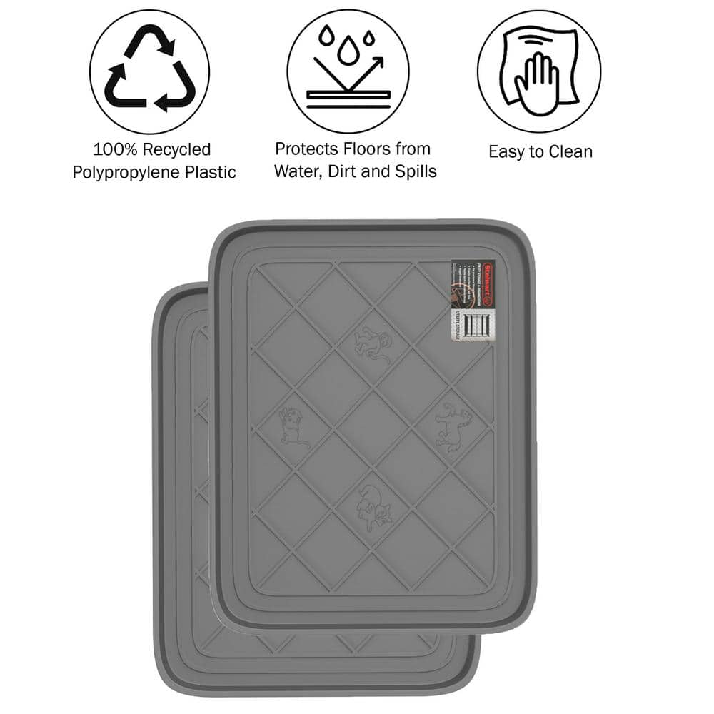 Gray Polypropylene Diamond Pattern Outdoor Boot Tray Set