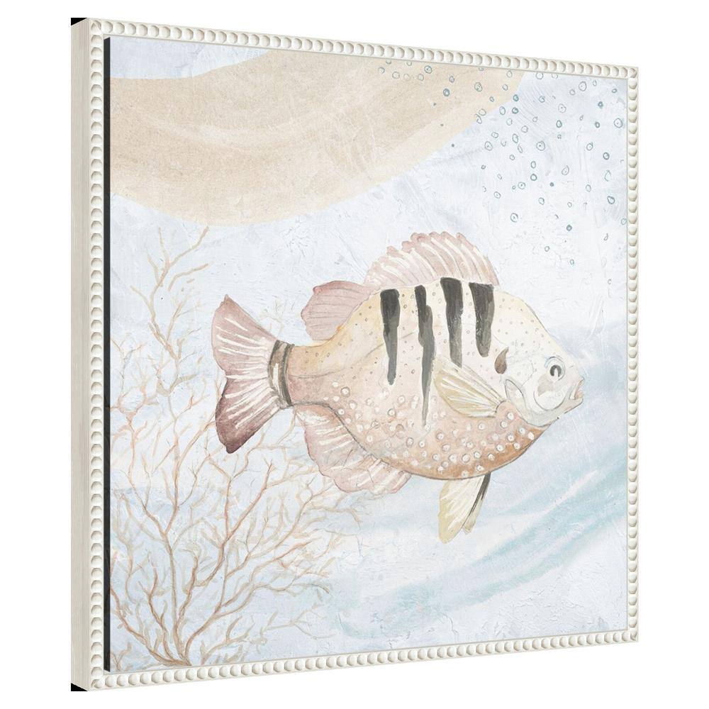 Ocean Oasis Waves Tropical Fish II White Canvas Wall Art
