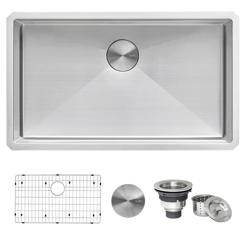Ruvati 33 in. Single Bowl Undermount 16-Gauge Stainless Steel Kitchen Sink RVH7433 Sansujyuku sansujyuku.com