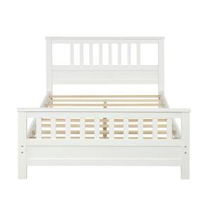 White 59 in. W ood Frame Full Platform Bed with Headboard and Footboard