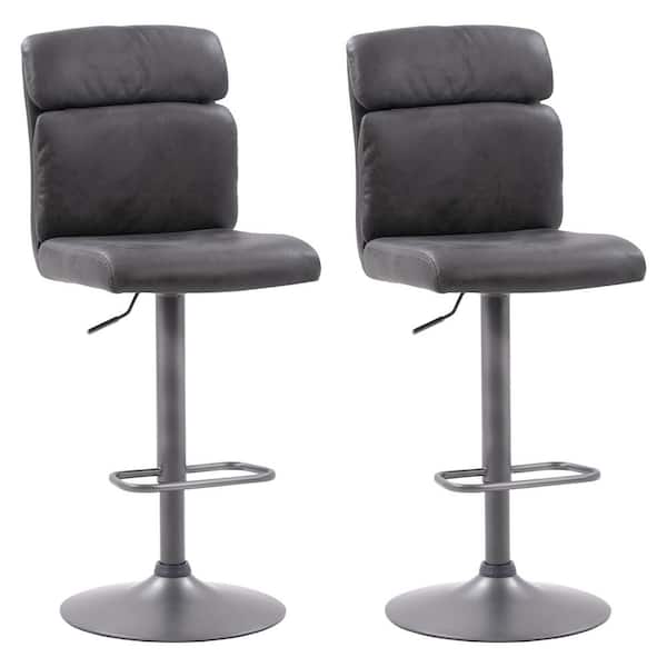 CorLiving Palmer 49 in. Black Adjustable High-Back Metal Barstool (Set of 2)