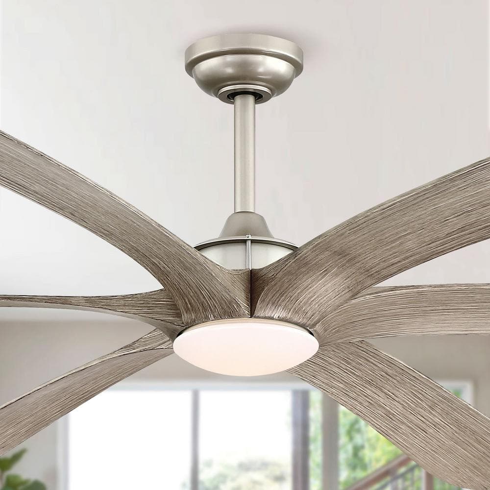 Jaydn 72 in. Integrated LED Nickel Downrod Mount Ceiling Fan with Light and Remote Control price history on PriceWatchPro