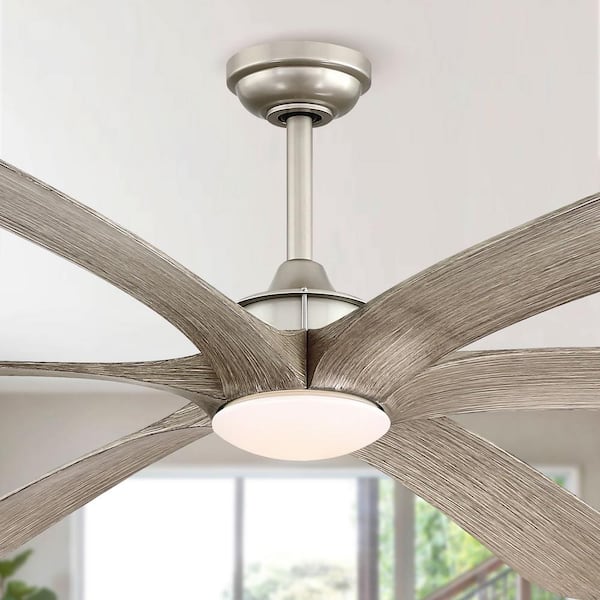 Parrot Uncle Jaydn 72 in. Integrated LED Nickel Downrod Mount Ceiling Fan with Light and Remote Control