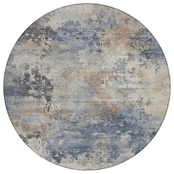 Chantille Machine Washable Indoor/Outdoor Abstract ACN2073 Denim 8 ft. x 8 ft. Area Rug