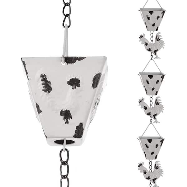 7. 8FT Rain Chain for Outside, Rain Chain with 10 Rooster Cups Adjustable Rain Chains for Gutters, Eaves, Drainage