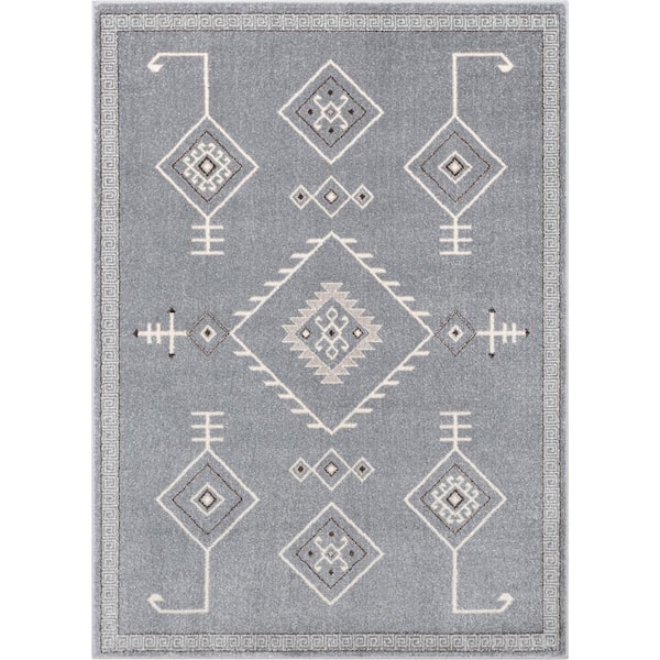 Well Woven Sydney Azra Tribal Medallion Grey 5 ft. 3 in. x 7 ft. 3 in. Area Rug
