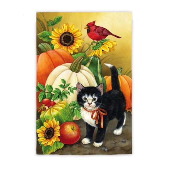 Evergreen 1 ft. x 1-1/2 ft. Gourds and Kitten Flag